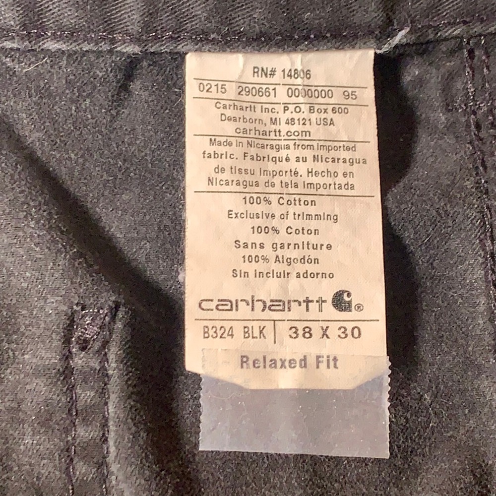 Carhartt B324 BLK Relaxed Fit Work Pants Men 36x29 Black Canvas Durable Workwear - Picture 7 of 12